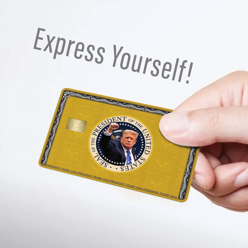 KCD Donald Trump Credit Card Skin Sticker – 3 Pack – Gold, Silver, Black Wrap Cover Decal – Donald J. Trump Face Design – MAGA Wallet Accessory – Trump Supporter Gift - CCS024 (Gold) - Image 5